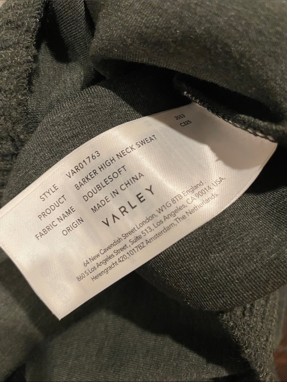 VARLEY DoubleSoft Barker High Neck Sweat Olive Marl, NWT - Picture 10 of 12